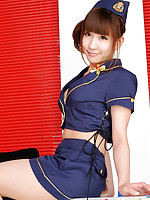 Chihiro Akiha Asian is sexy captain girl in heels and hot uniform